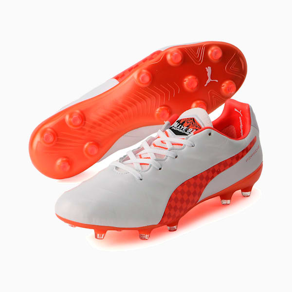 メンズ プーマ キング プラチナム 21 ラリー FG/AG サッカー スパイク, Puma White-Nrgy Red-Puma Black