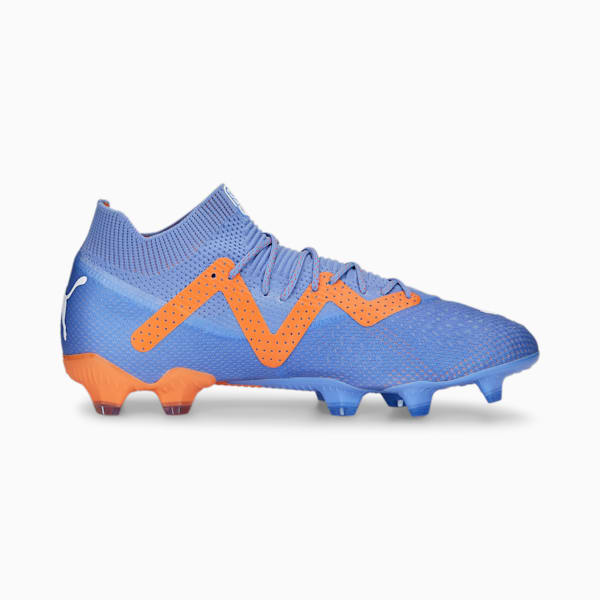 FUTURE ULTIMATE FG/AG Unisex Soccer Cleats, Blue Glimmer-PUMA White-Ultra Orange, extralarge-AUS