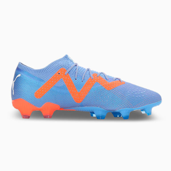 FUTURE ULTIMATE FG/AG Unisex Soccer Cleats, Blue Glimmer-PUMA White-Ultra Orange, extralarge-IND