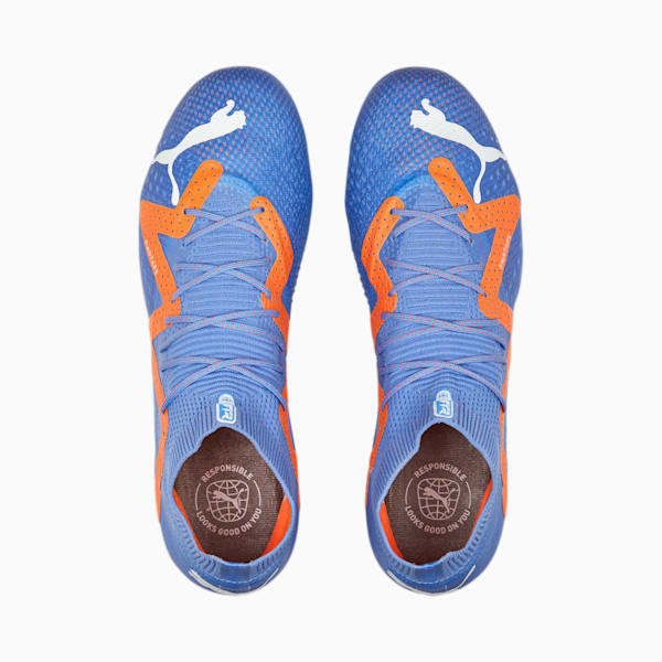 FUTURE ULTIMATE FG/AG Unisex Soccer Cleats, Blue Glimmer-PUMA White-Ultra Orange, extralarge-IND