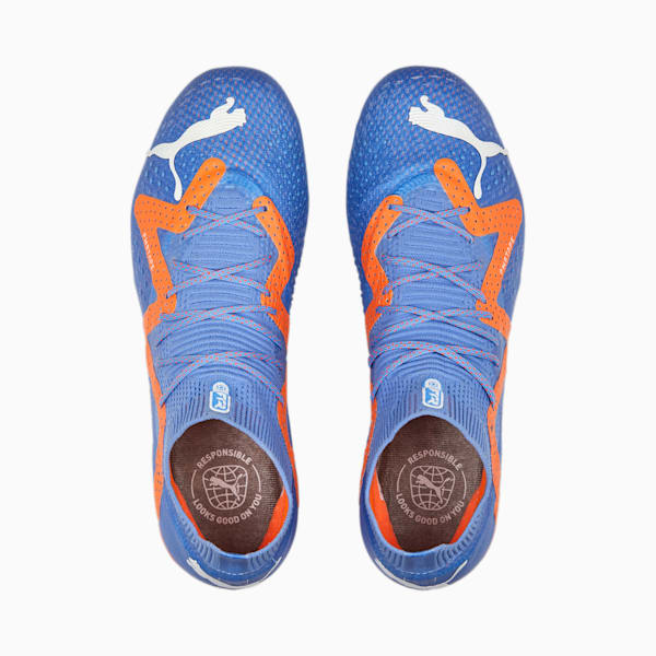 FUTURE ULTIMATE FG/AG Football Boots Women, Blue Glimmer-PUMA White-Ultra Orange