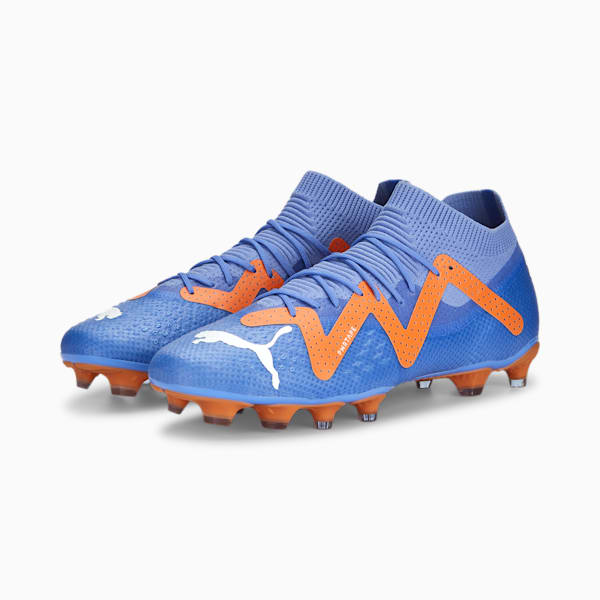 FUTURE PRO Unisex Football Boots, Blue Glimmer-PUMA White-Ultra Orange, extralarge-AUS