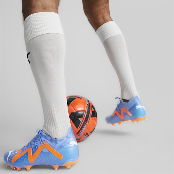 FUTURE MATCH Unisex Football Boots, Blue Glimmer-PUMA White-Ultra Orange, extralarge-AUS