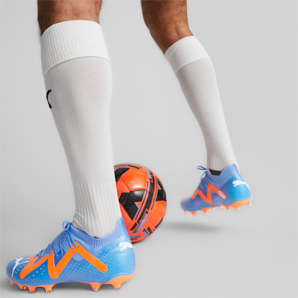 FUTURE MATCH Football Boots, Blue Glimmer-PUMA White-Ultra Orange, extralarge-IND