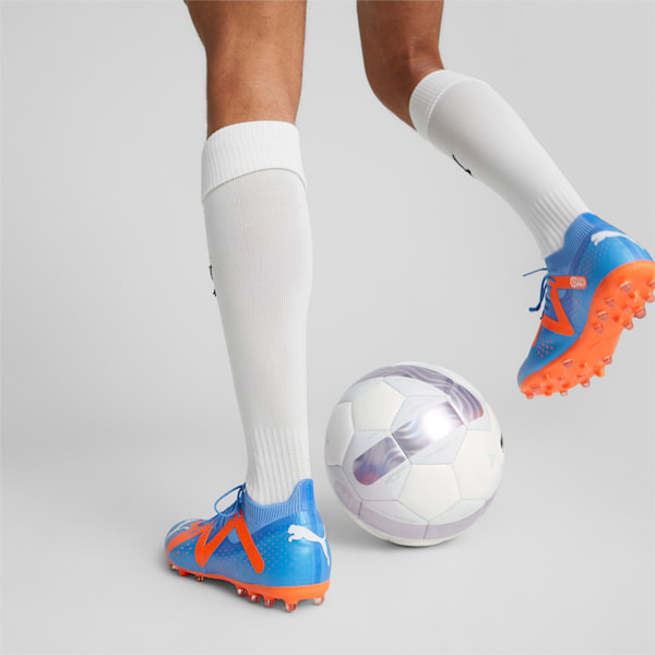 FUTURE Match MG Football Boots, Blue Glimmer-PUMA White-Ultra Orange