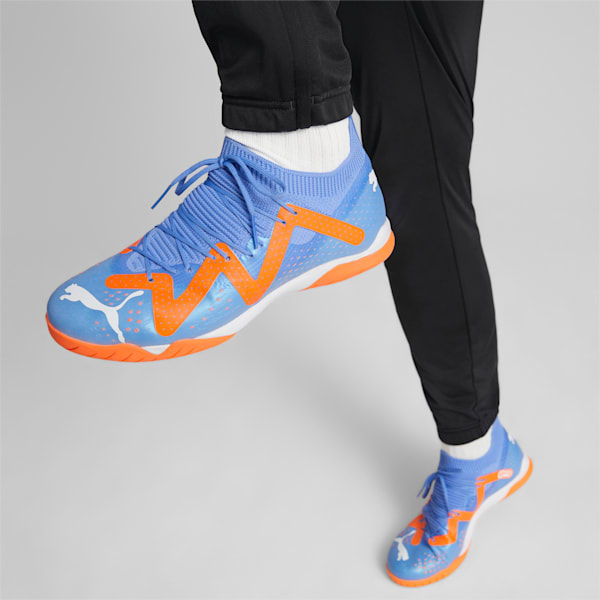 FUTURE MATCH Unisex Indoor Turf Football Boots, Blue Glimmer-PUMA White-Ultra Orange, extralarge-IND