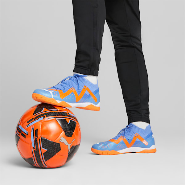 FUTURE MATCH Unisex Indoor Turf Football Boots, Blue Glimmer-PUMA White-Ultra Orange, extralarge-IND