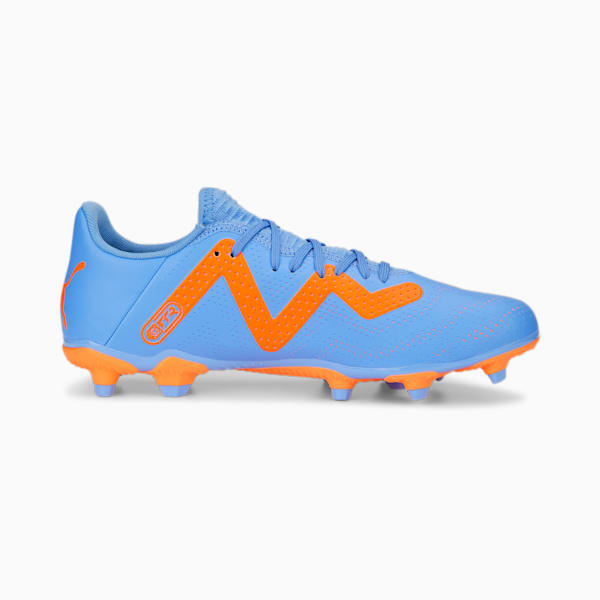 Tacos de fútbol para mujer FUTURE Play FG/AG, Blue Glimmer-PUMA White-Ultra Orange, extralarge