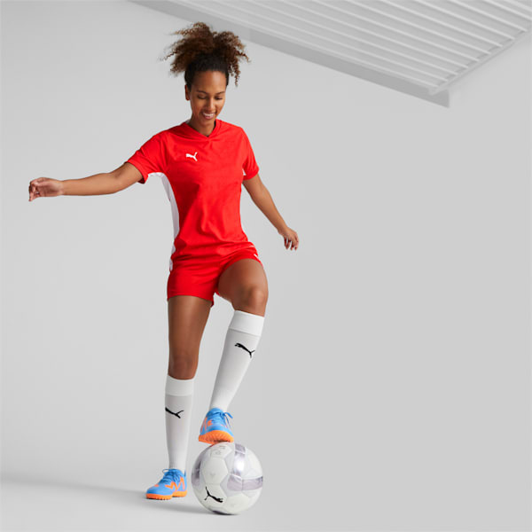FUTURE Play TT Football Boots, Blue Glimmer-PUMA White-Ultra Orange, extralarge-IND