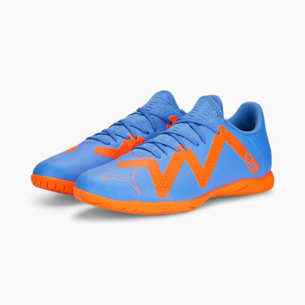 FUTURE PLAY Unisex Indoor Court Shoes, Blue Glimmer-PUMA White-Ultra Orange, extralarge-AUS