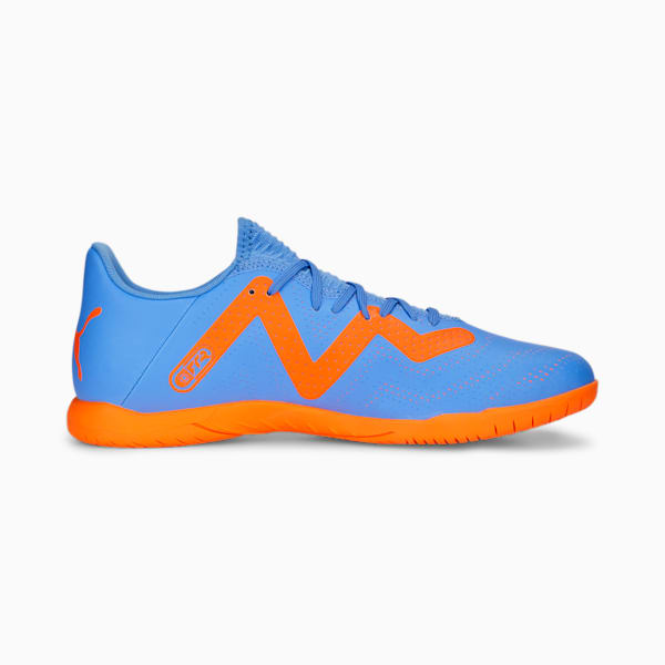 FUTURE PLAY Unisex Indoor Court Shoes, Blue Glimmer-PUMA White-Ultra Orange, extralarge-AUS