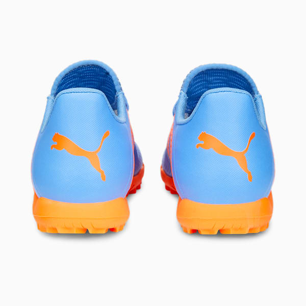 FUTURE Play TT Big Kids' Soccer Cleats, Blue Glimmer-PUMA White-Ultra Orange, extralarge