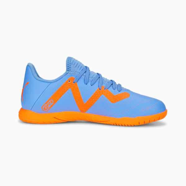 FUTURE Play IT Big Kids' Soccer Cleats, Blue Glimmer-PUMA White-Ultra Orange, extralarge