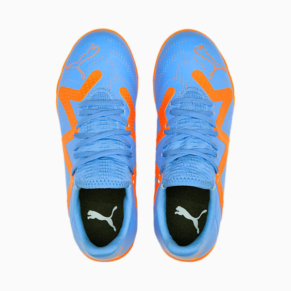 FUTURE Play IT Football Boots Youth, Blue Glimmer-PUMA White-Ultra Orange, extralarge