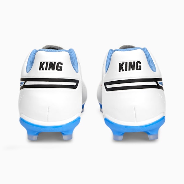 KING Match FG/AG Football Boots, PUMA White-PUMA Black-Blue Glimmer-Ultra Orange