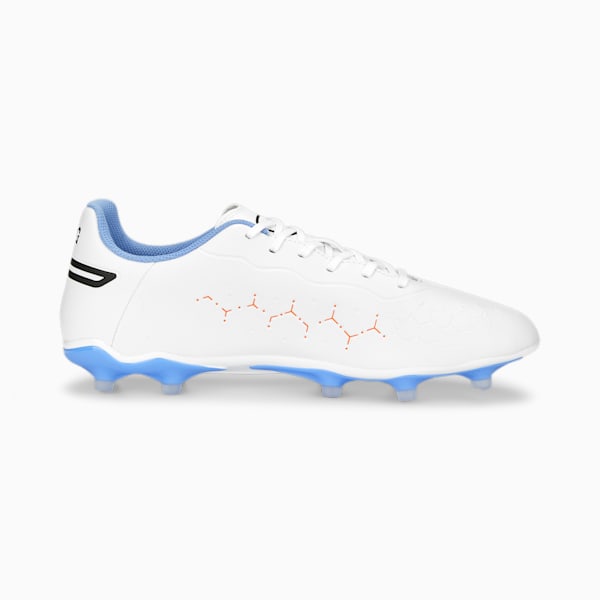 KING MATCH Unisex Football Boots, PUMA White-PUMA Black-Blue Glimmer-Ultra Orange, extralarge-AUS
