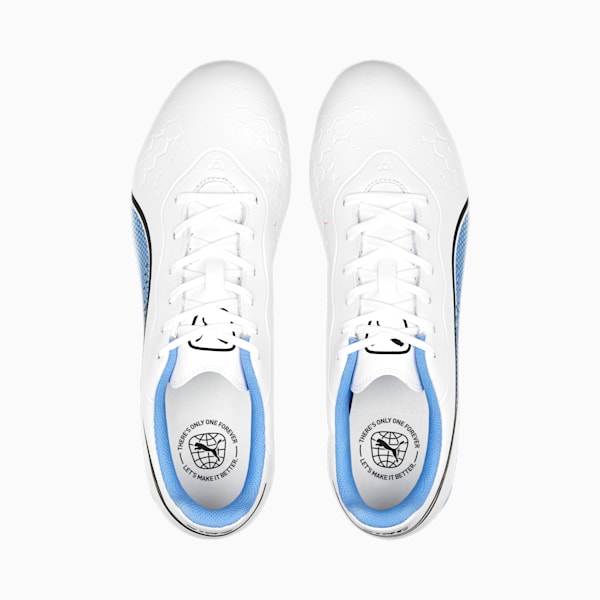 KING Match FG/AG Football Boots, PUMA White-PUMA Black-Blue Glimmer-Ultra Orange