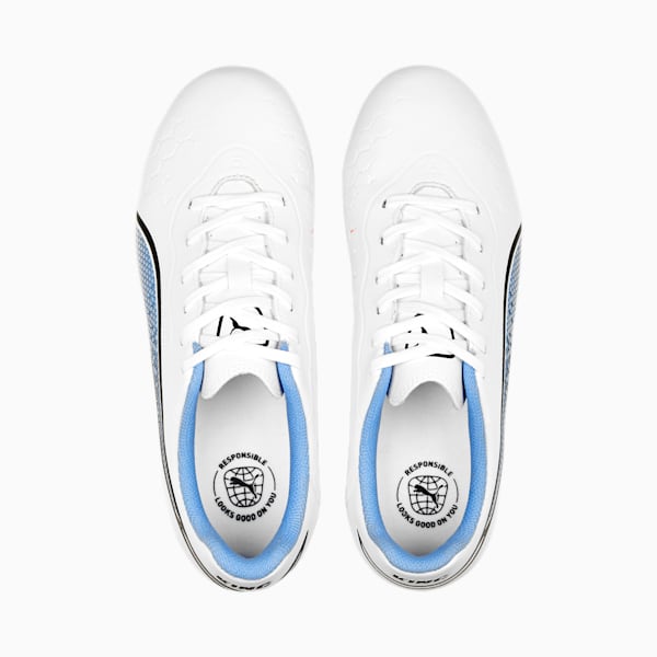 キッズ キング マッチ HG/AG サッカー スパイク 20-24.5cm, PUMA White-PUMA Black-Blue Glimmer
