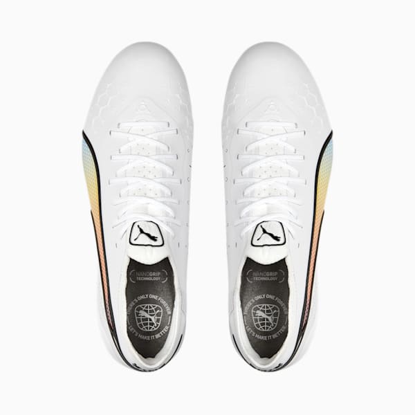 King Ultimate Icon FG/AG Football Boots, PUMA White-PUMA Black-Pelé Yellow-Rickie Orange, extralarge-GBR