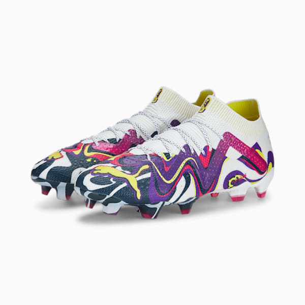 FUTURE ULTIMATE CREATIVITY FG/AG Football Boots, PUMA White-Team Violet-Fluro Yellow Pes