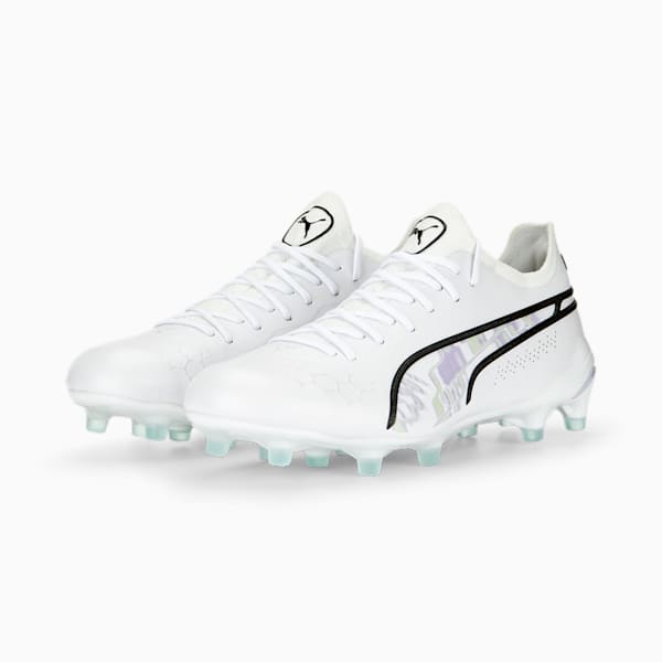 King Ultimate Brilliance FG/AG Women's Football Boots, PUMA White-PUMA Black-Spring Lavender, extralarge-GBR