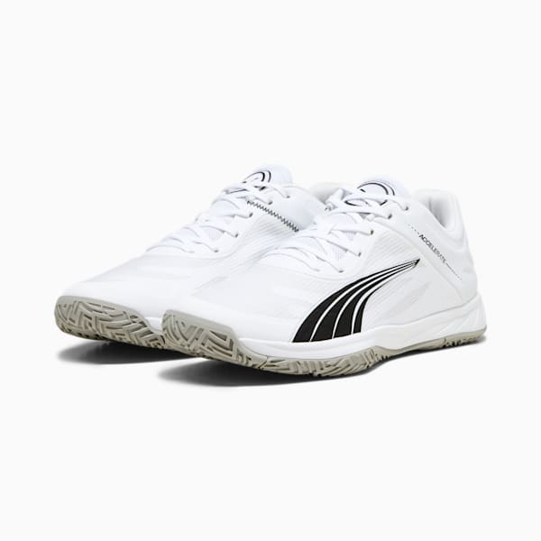 Accelerate Turbo Indoor Sports Shoes, PUMA White-PUMA Black-Concrete Gray, extralarge