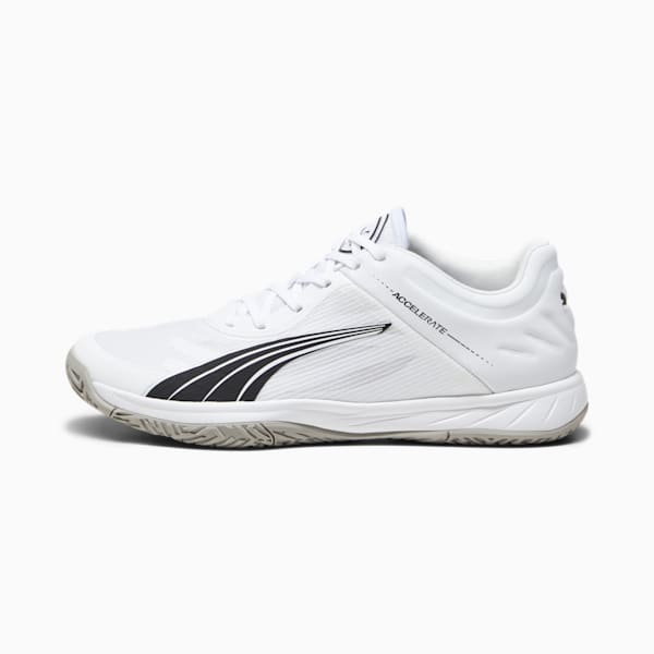 Accelerate Turbo Indoor Sports Shoes, PUMA White-PUMA Black-Concrete Gray, extralarge