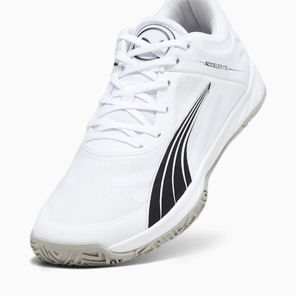 Accelerate Turbo Indoor Sports Shoes, PUMA White-PUMA Black-Concrete Gray, extralarge