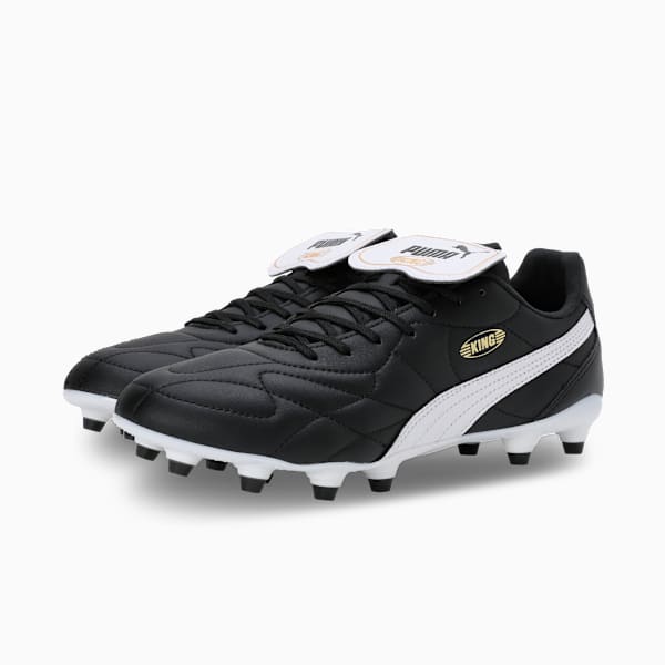 KING TOP FG/AG Football Boots, PUMA Black-PUMA White-PUMA Gold, extralarge-IND