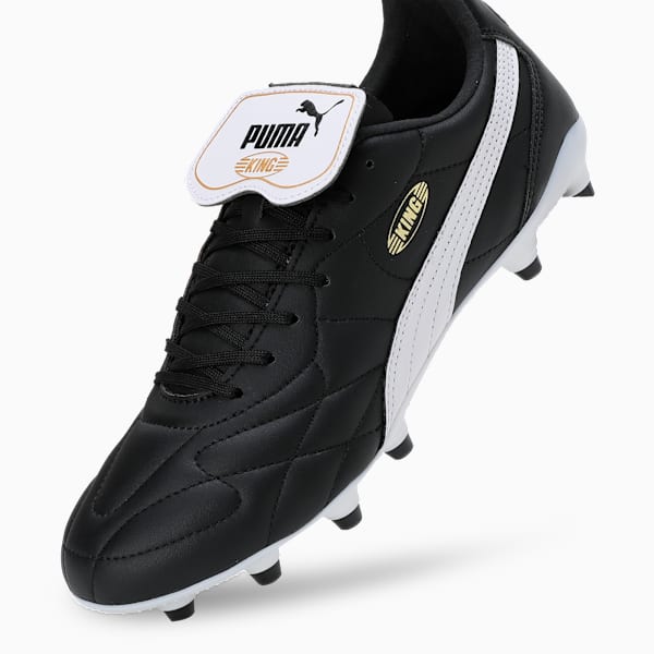 KING TOP FG/AG Football Boots, PUMA Black-PUMA White-PUMA Gold, extralarge-IND