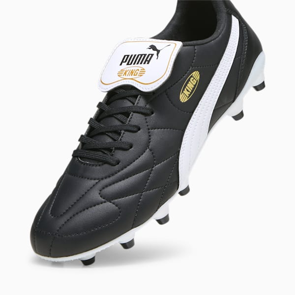 KING TOP Firm Ground/Artificial Ground Men's Soccer Cleats, PUMA Black-PUMA White-PUMA Gold, extralarge