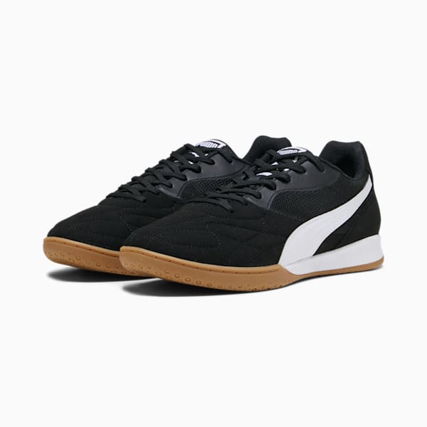 KING TOP Indoor Trainer Men's Soccer Sneakers, PUMA Black-PUMA White-PUMA Gold, extralarge