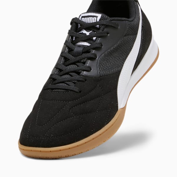 KING TOP Indoor Trainer Men's Soccer Sneakers, PUMA Black-PUMA White-PUMA Gold, extralarge