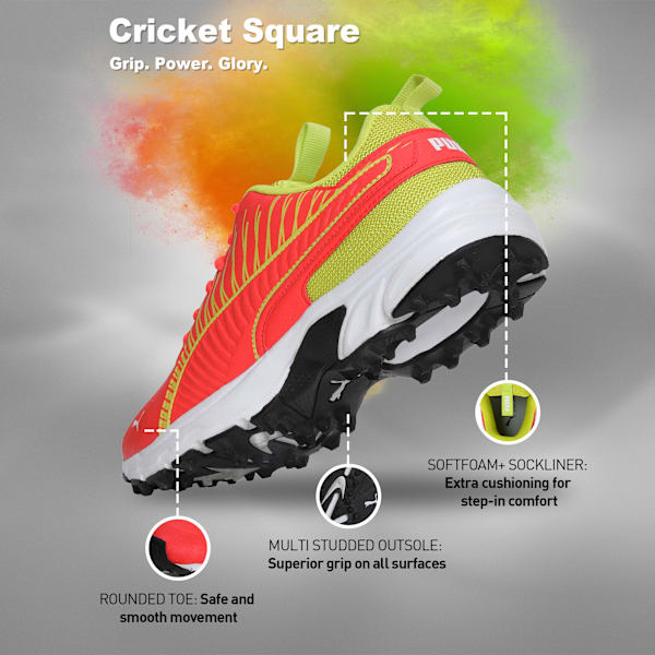 Cricket Square Men's Shoes, Red Blast-Nrgy Yellow, extralarge-IND