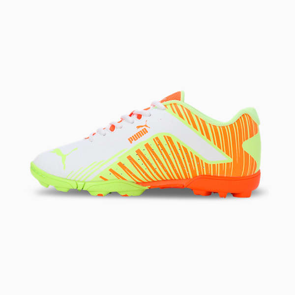 EvoSpeed V2 Cricket Youth Shoes, PUMA White-Fast Yellow-Ultra Orange, extralarge-IND