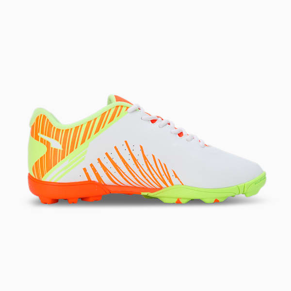 EvoSpeed V2 Cricket Youth Shoes, PUMA White-Fast Yellow-Ultra Orange, extralarge-IND