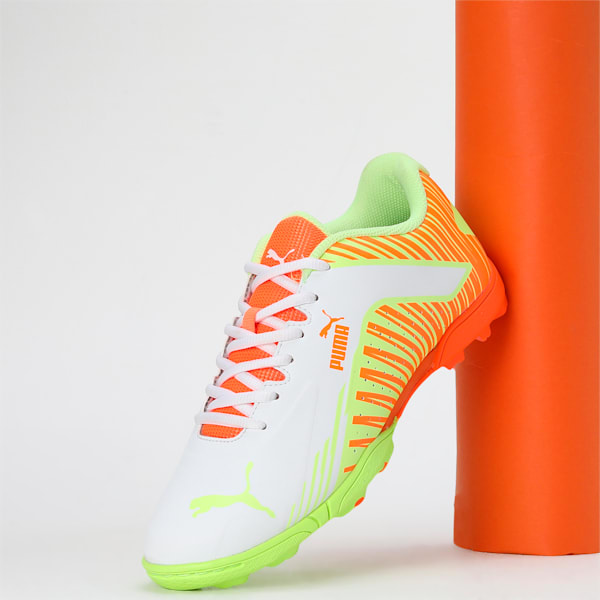 EvoSpeed V2 Cricket Youth Shoes, PUMA White-Fast Yellow-Ultra Orange, extralarge-IND
