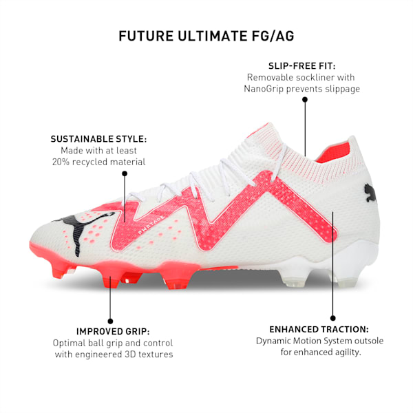 FUTURE ULTIMATE FG/AG Men's Football Boots, PUMA White-PUMA Black-Fire Orchid, extralarge-IND