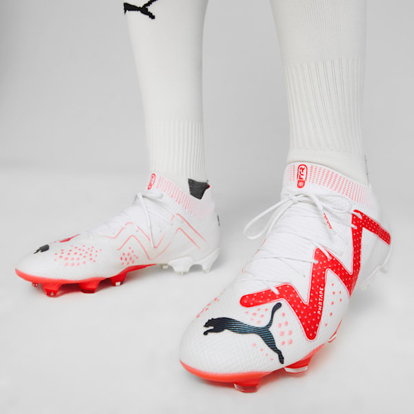FUTURE ULTIMATE FG/AG Men's Football Boots, PUMA White-PUMA Black-Fire Orchid, extralarge-GBR