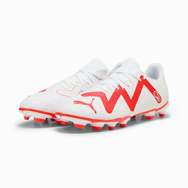 Botines de fútbol FUTURE PLAY FG/AG para hombre, PUMA White-Fire Orchid, extralarge