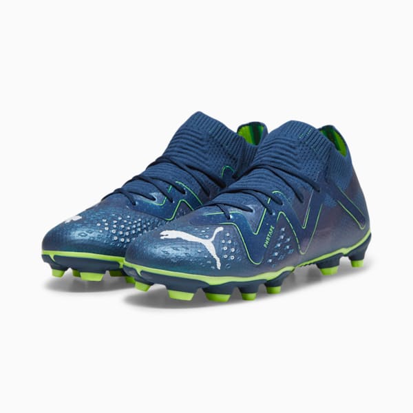 Botines de fútbol FUTURE PRO FG/AG para jóvenes, Persian Blue-PUMA White-Pro Green, extralarge