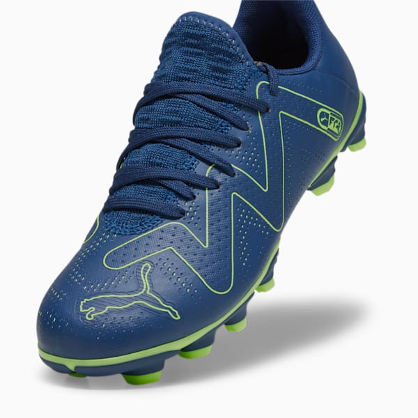 FUTURE PLAY Firm Ground/Artificial Ground Big Kids' Soccer Cleats, Persian Blue-Pro Green, extralarge