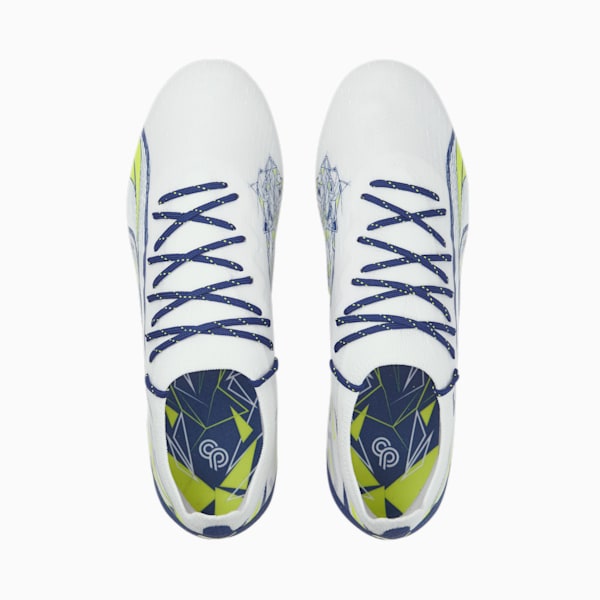 PUMA x CHRISTIAN PULISIC ULTRA ULTIMATE FG/AG Men's Soccer Cleats, PUMA White-Lime Smash-Clyde Royal