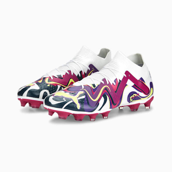 FUTURE Match Create FG/AG Football Boots, PUMA White-Fluro Yellow Pes-Team Violet-Orchid Shadow