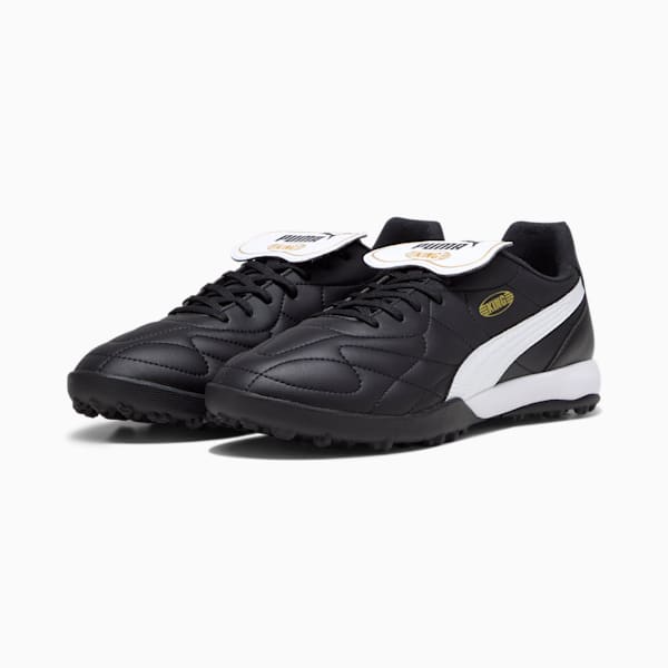 KING TOP Turf Trainer Soccer Cleats, PUMA Black-PUMA White-PUMA Gold, extralarge