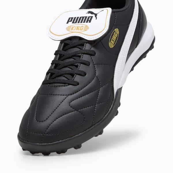 KING TOP Turf Trainer Soccer Cleats, PUMA Black-PUMA White-PUMA Gold, extralarge