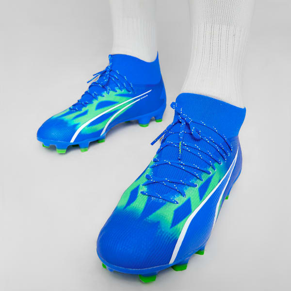 Tacos de fútbol ULTRA PRO FG/AG para hombre, Ultra Blue-PUMA White-Pro Green, extralarge