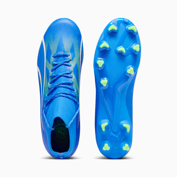 Tacos de fútbol ULTRA PRO FG/AG para hombre, Ultra Blue-PUMA White-Pro Green, extralarge