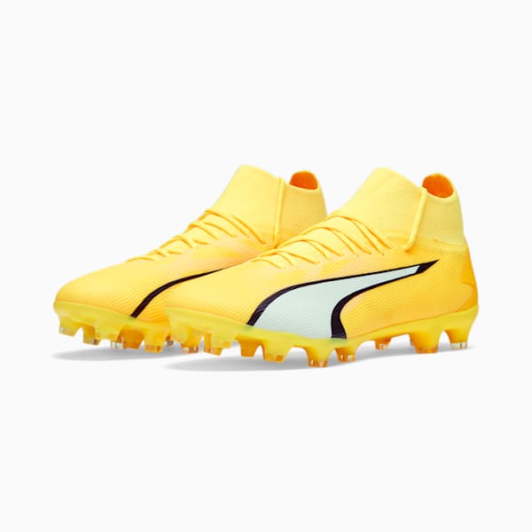 Tacos de fútbol ULTRA PRO FG/AG para hombre, Yellow Blaze-PUMA White-PUMA Black, extralarge