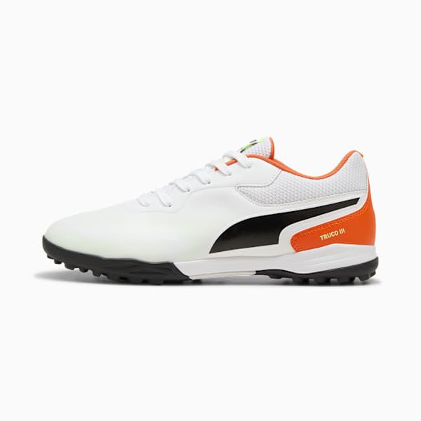 TRUCO III TT Football Boots, PUMA White-PUMA Black-Flame Flicker-Fizzy Apple, extralarge-IND
